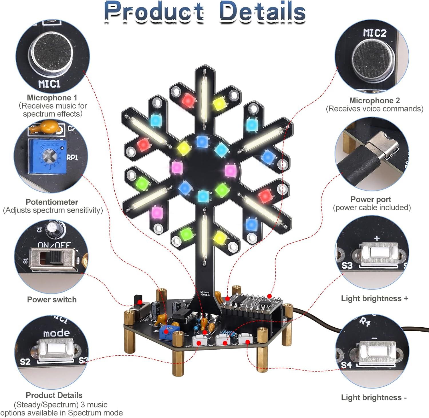 Voice Control Spectrum Light S - đánh giá và giá Diy Electronics Learning Kit